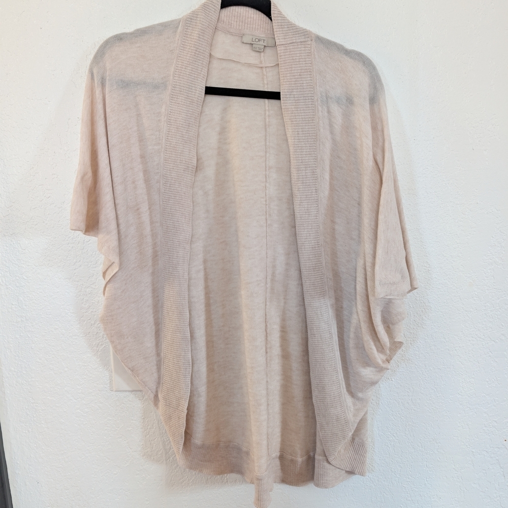 LOFT Women's Cream Sweater Oversized Open Front Cardigan Size XS/S Beach Cottage